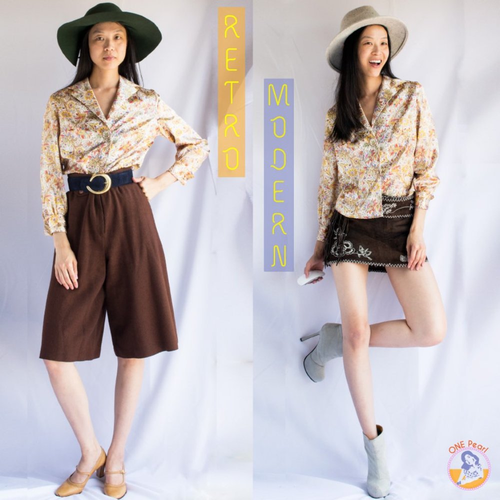 Vintage large paisley blouse / 60s paisley blouse